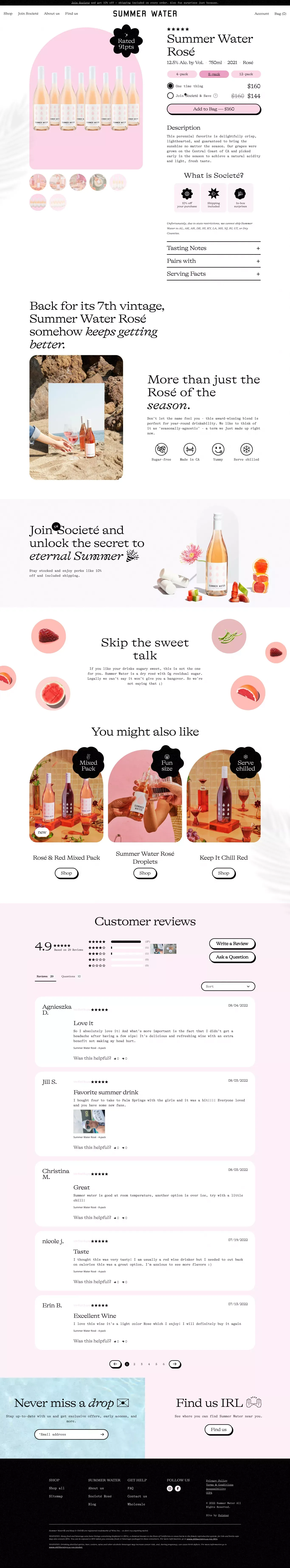Summer Water RosÃ© - Product page design