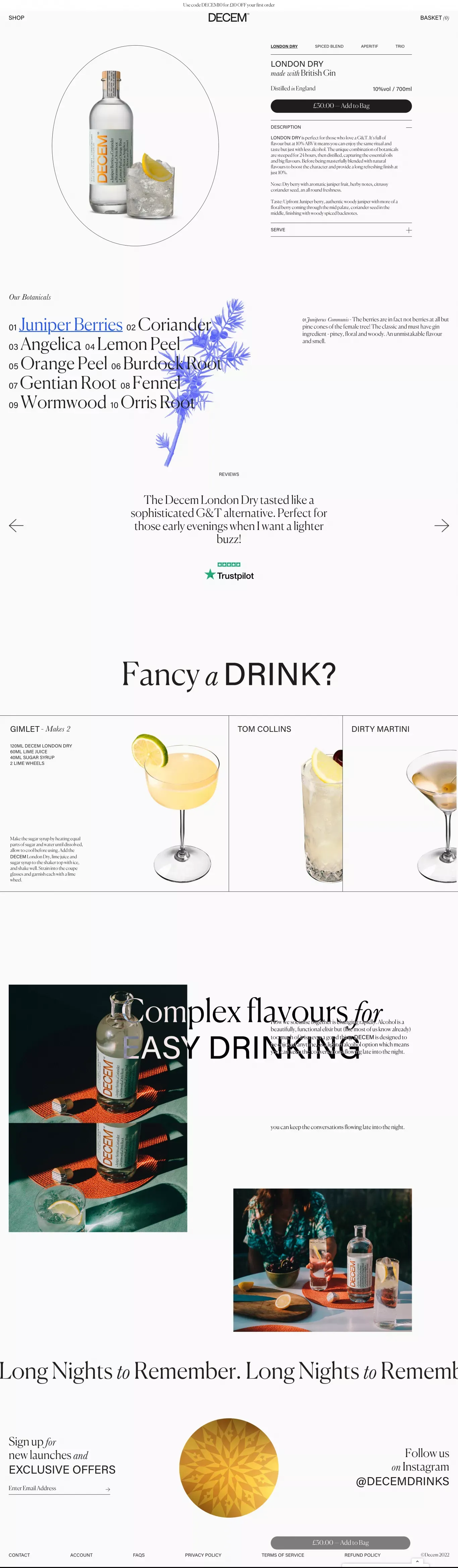 London Dry | 10% ABV Gin Alternative – Decem - Product page design