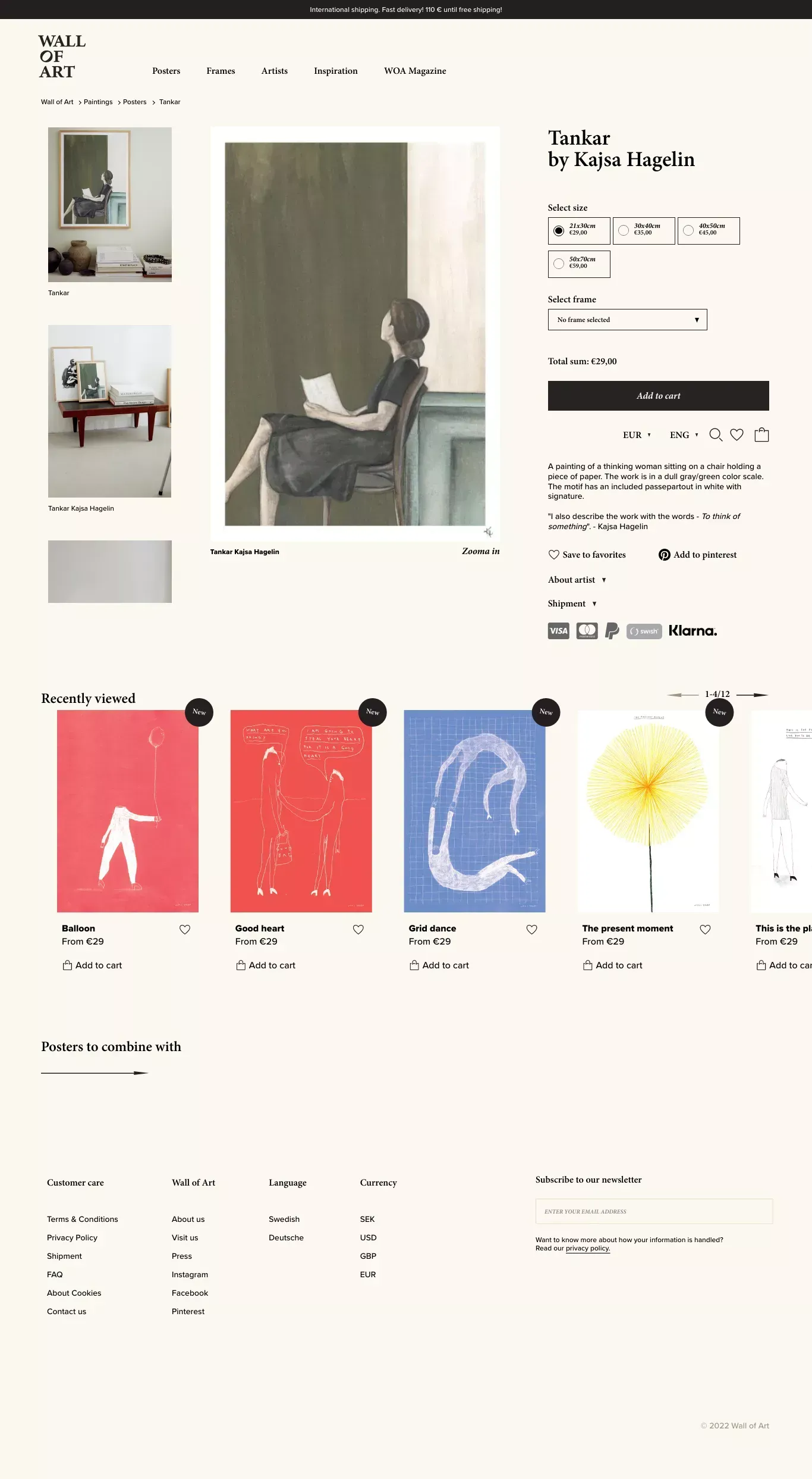 Tankar - Poster - Kajsa Hagelin – WallofArt - Product page design