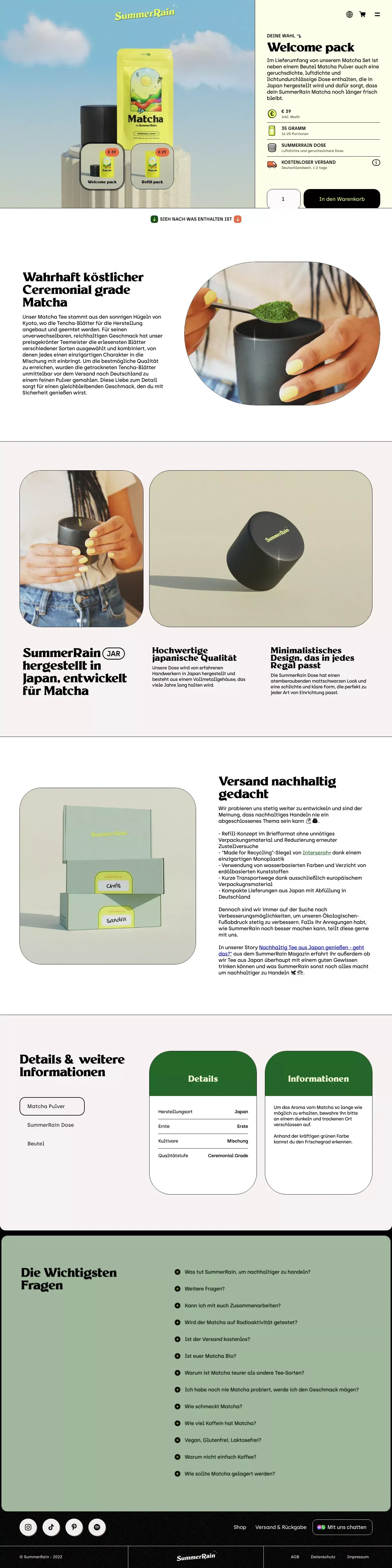 35g Matcha im  Welcome pack - SummerRain - Product page design