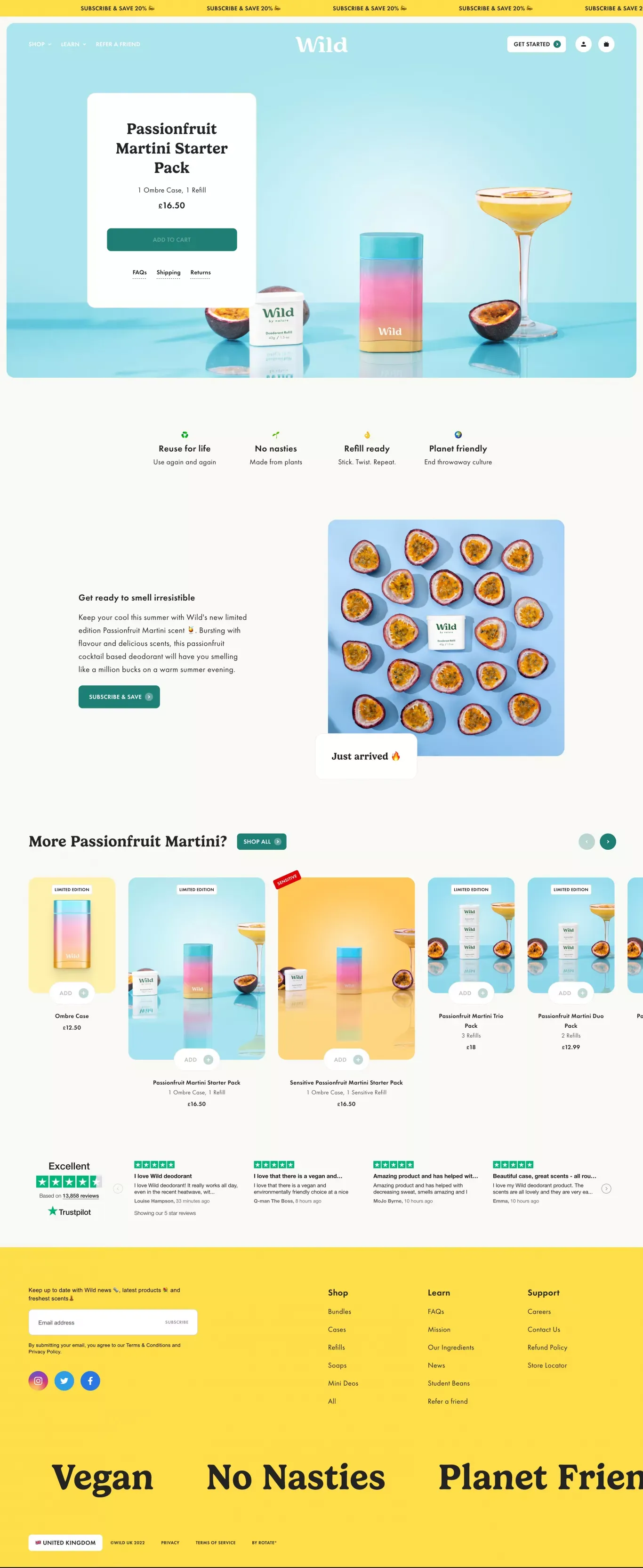 Passionfruit Martini Starter Pack - Wild UK - Product page design