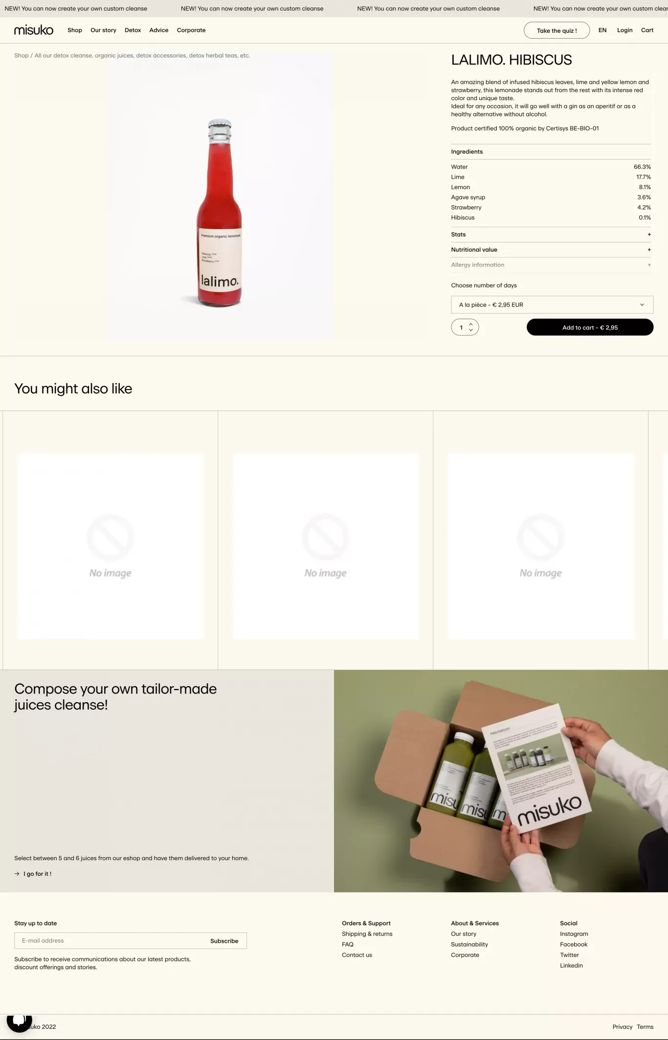 Lalimo. Hibiscus | Limonade premium Jus Bio Fraise Citron vert - Product page design
