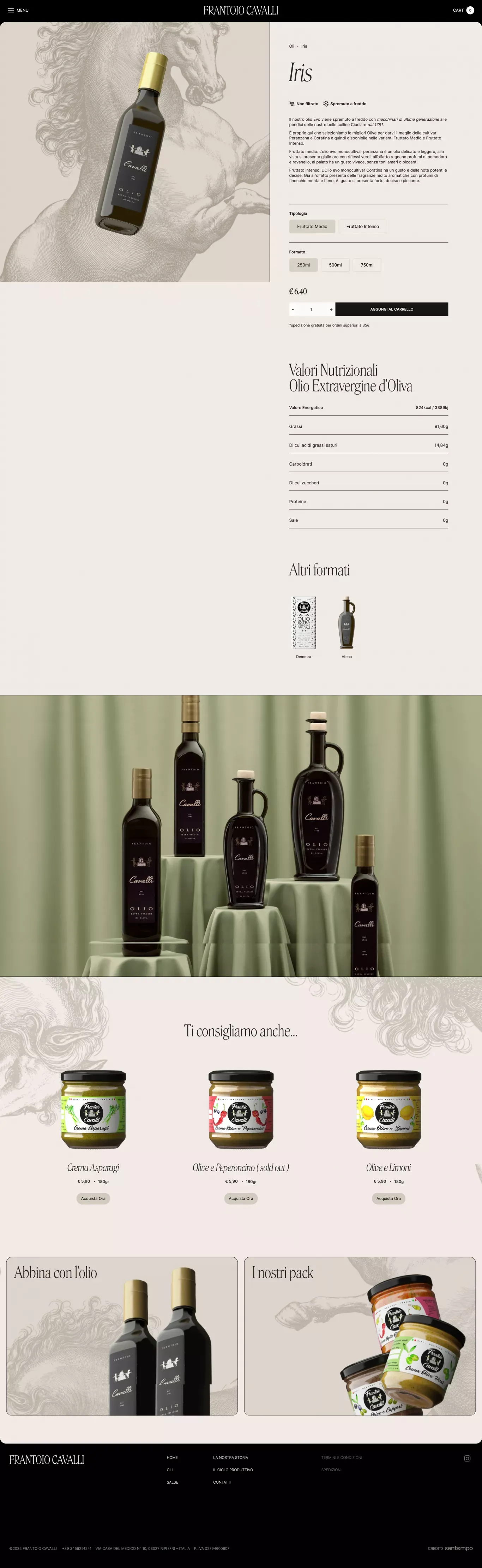 Iris | Frantoio Cavalli - Product page design