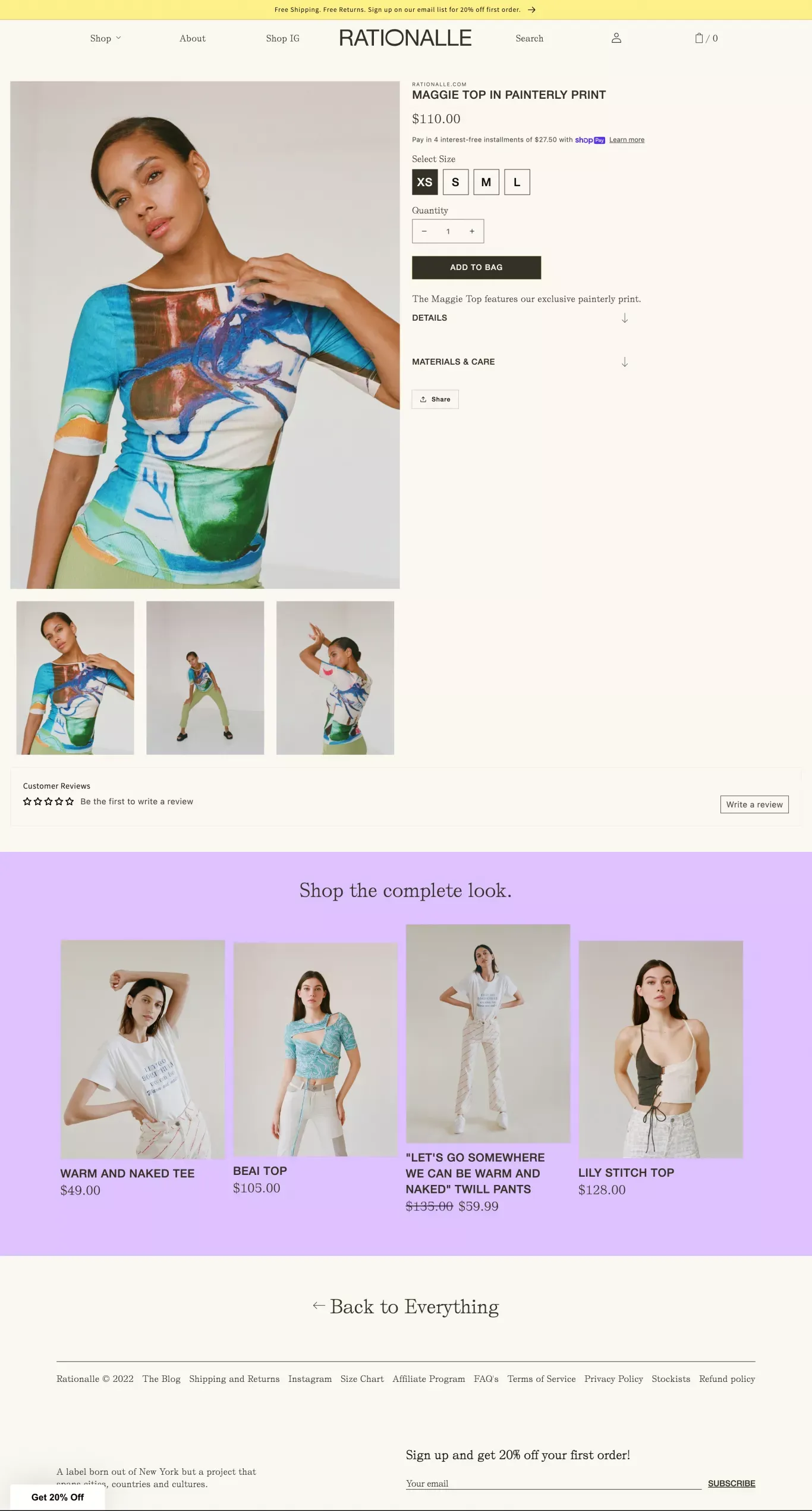 MAGGIE TOP IN PAINTERLY PRINT - Product page design