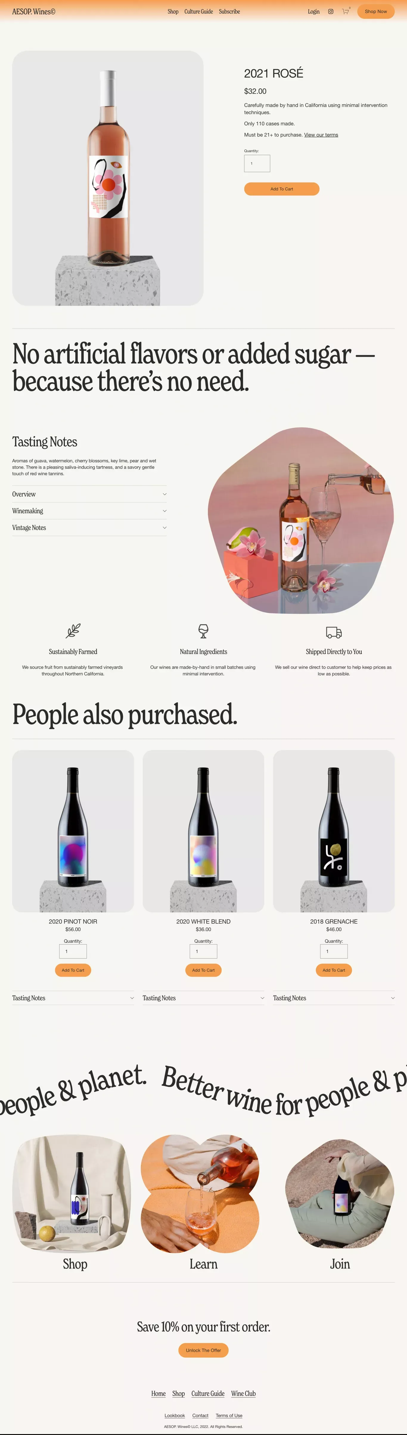 2021 ROSÉ — AESOP. Wines© - Product page design