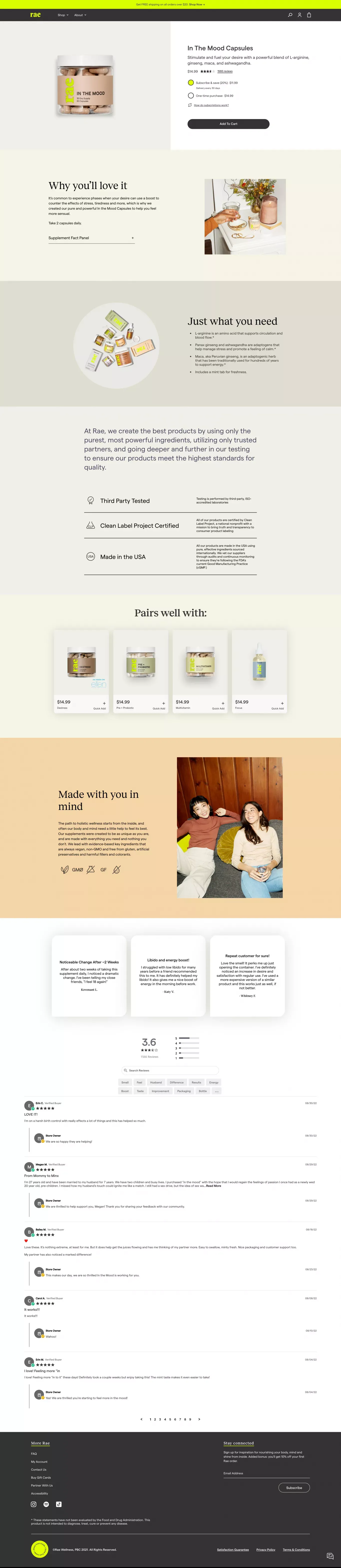 Rae | Fuel Your Desire | In The Mood – Rae Wellness - Product page design