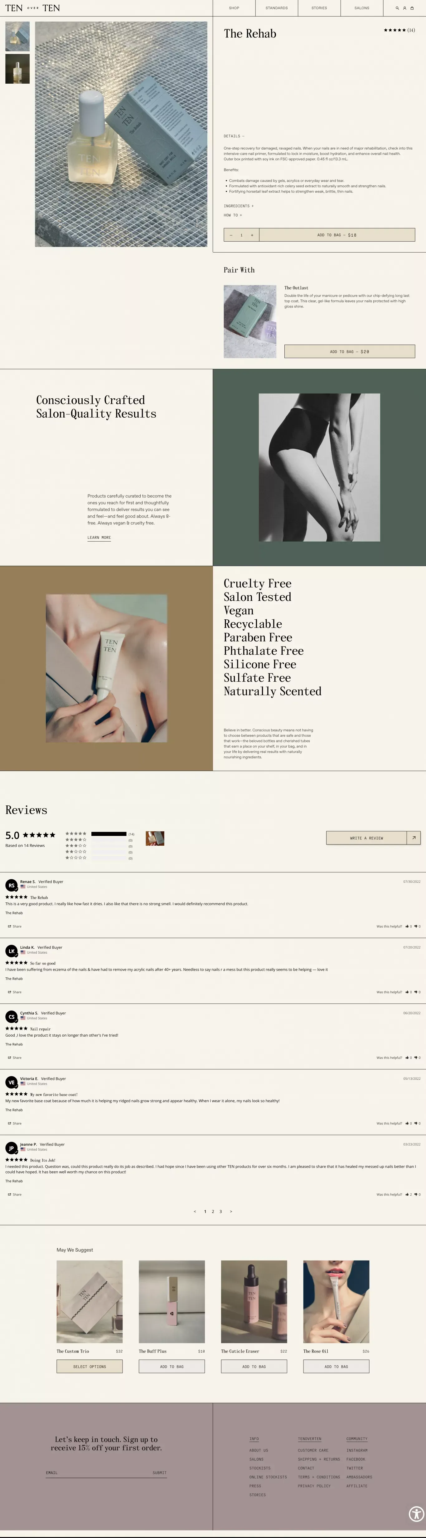 The Rehab – Tenoverten - Product page design