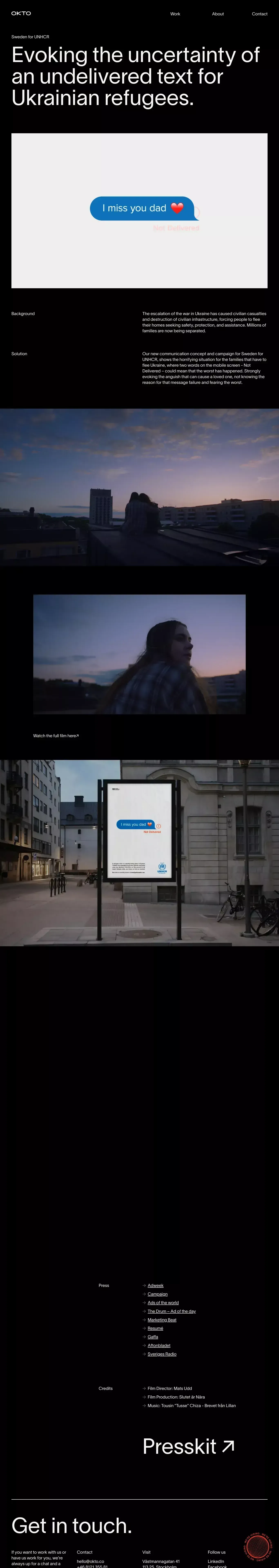 Sweden for UNHCR - Evoking the uncertainty of an undelivered text for Ukrainian refugees. - OKTO - Case Study design