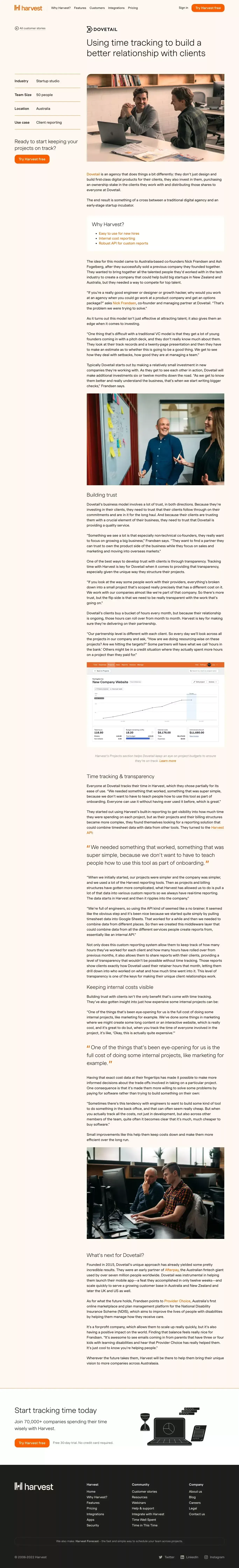 Customer Story: Using Time Tracking to Build Trust - Harvest - Case Study design