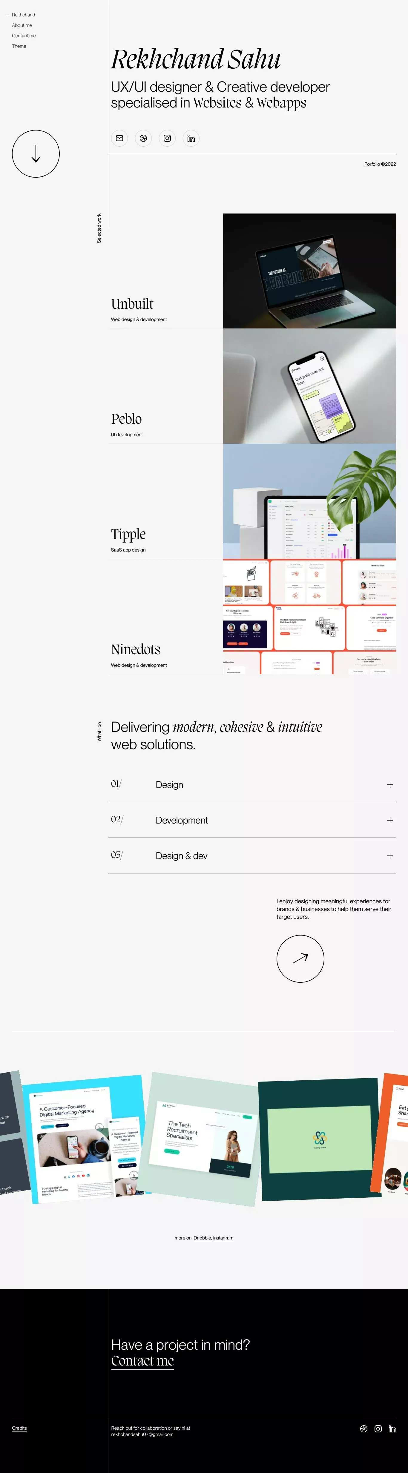 Rekhchand Sahu • UX/UI designer, Creative developer - Portfolio design