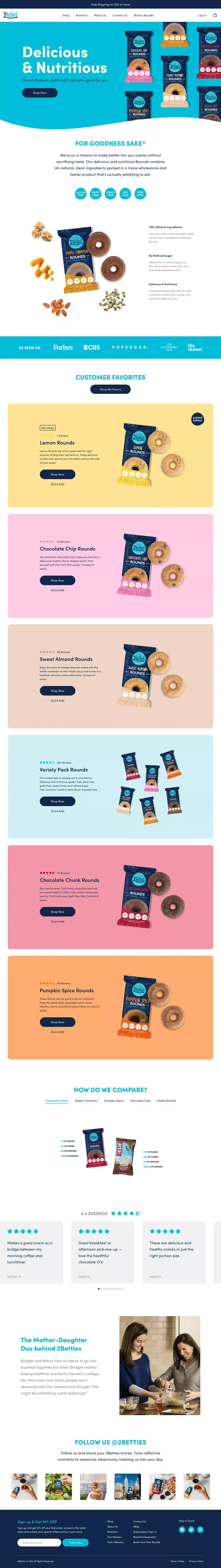 2Betties - Delicious & Nutritious Snack Rounds - Ecommerce design