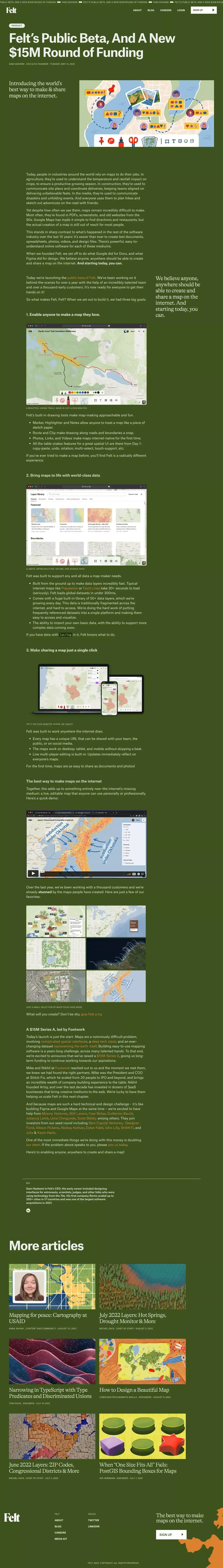 Felt’s Public Beta, And A New $15M Round of Funding - Blog Post design