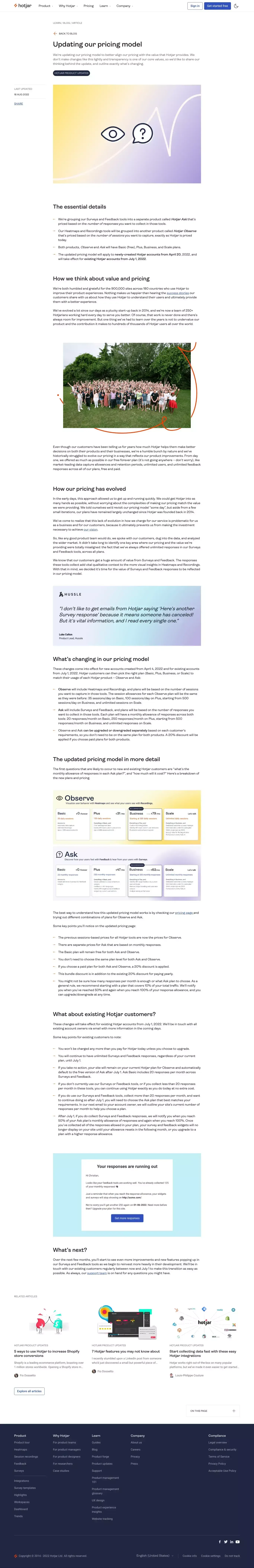 Updating our pricing model - Blog Post design