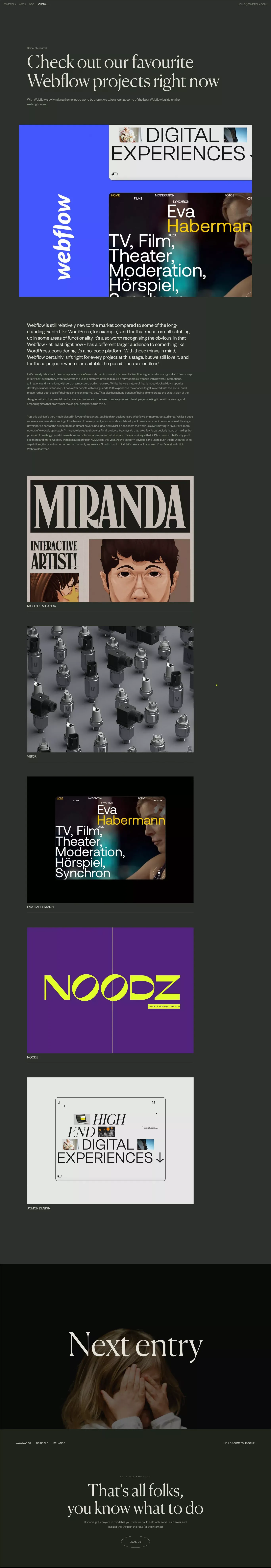 Check out our favourite Webflow projects right now | Journal | SomeFolk - Blog Post design