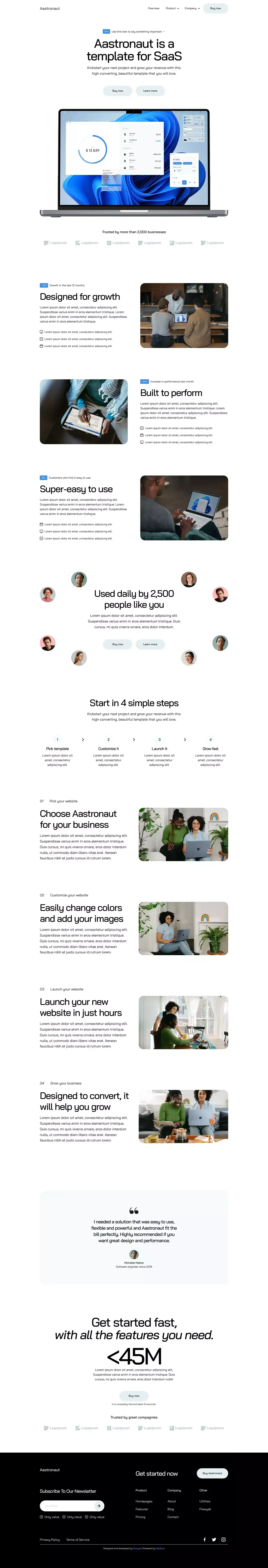 Aastronaut Webflow Template - Template design