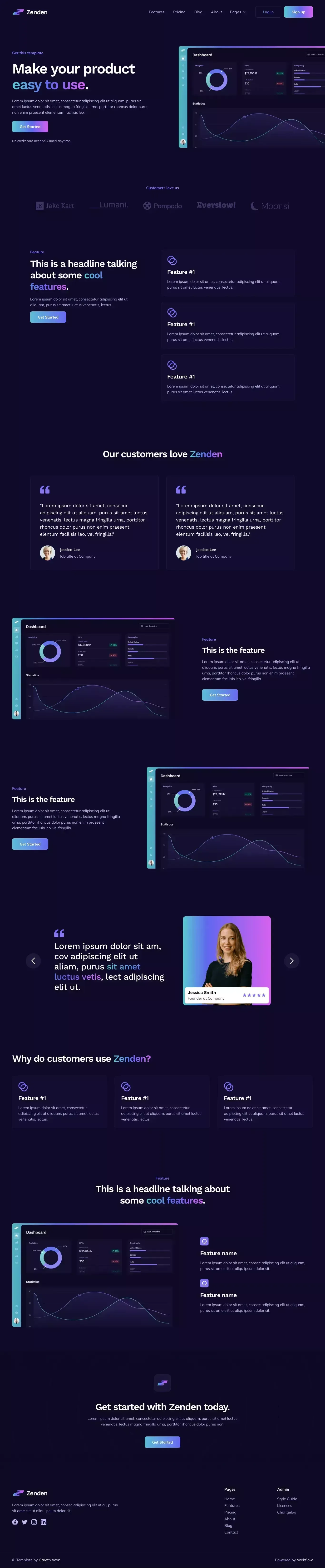 Zenden - Webflow HTML website template - Template design