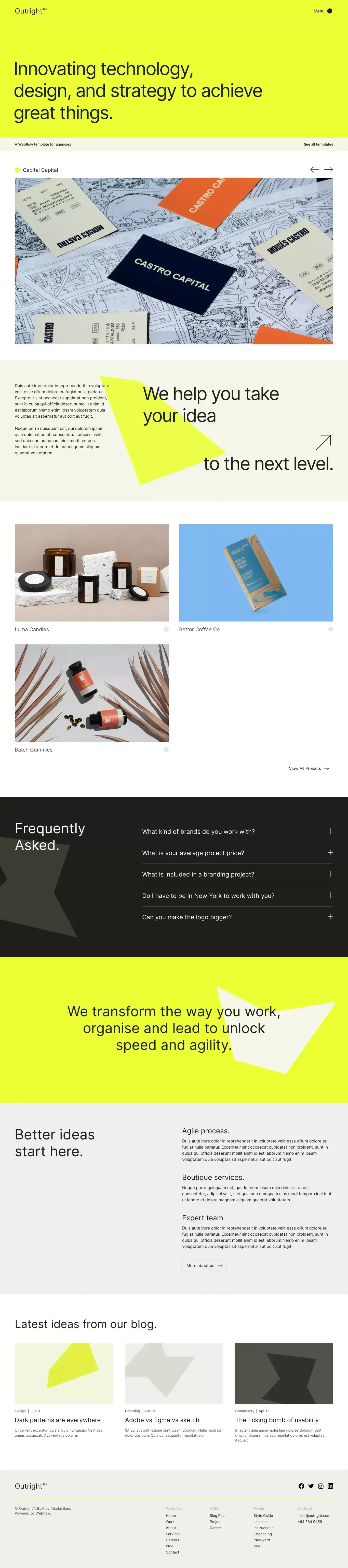 Outright - Webflow HTML website template - Template design