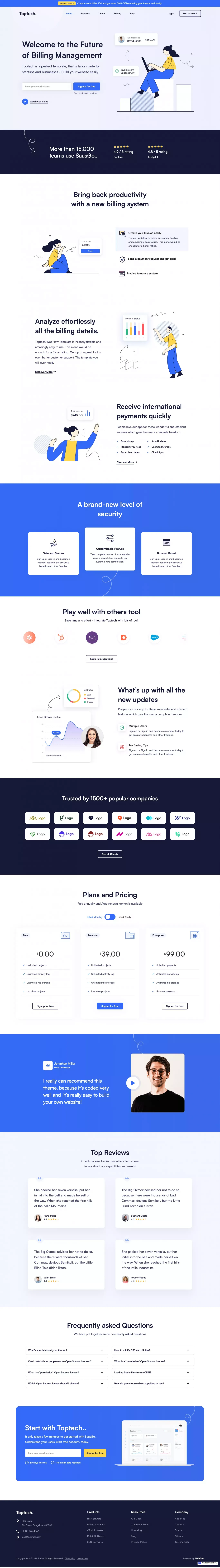 Toptech | Webflow HTML website template - Template design