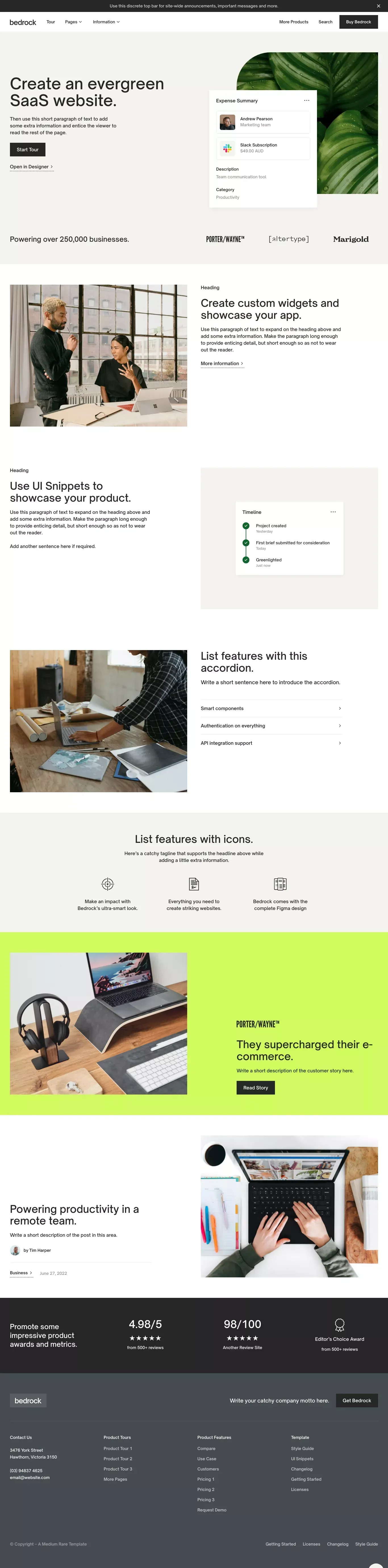 Bedrock - Webflow HTML Website Template - Template design