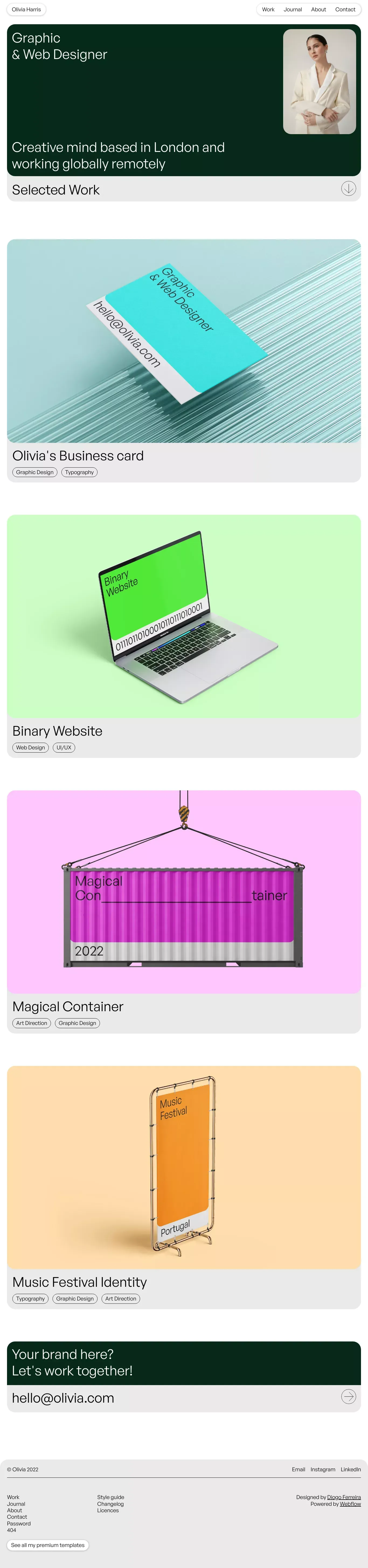 Olivia – Webflow HTML website template - Template design