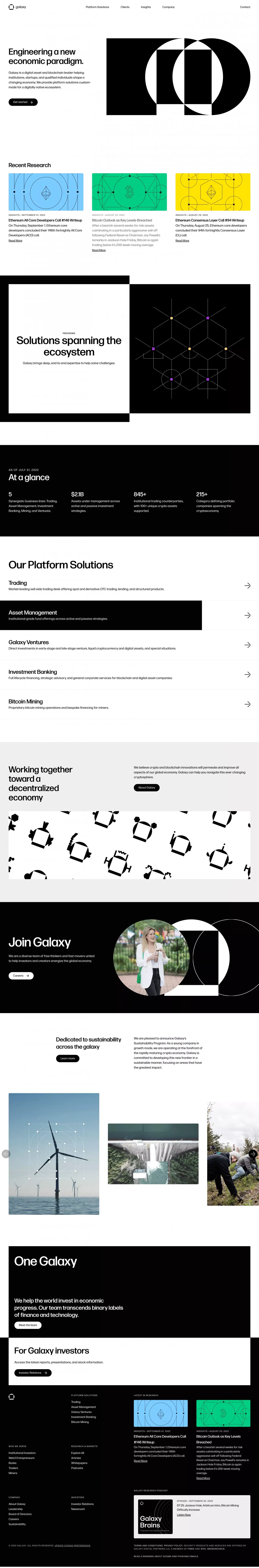 Home | Galaxy — Engineering a new economic paradigm. - Landing design