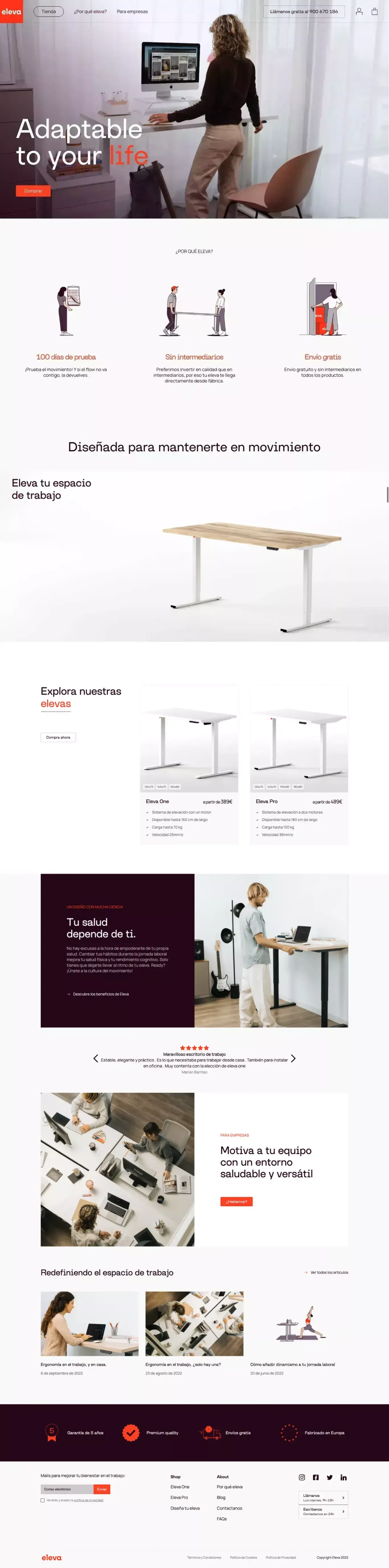 Mesas Elevables eleva – elevadesk - Ecommerce design