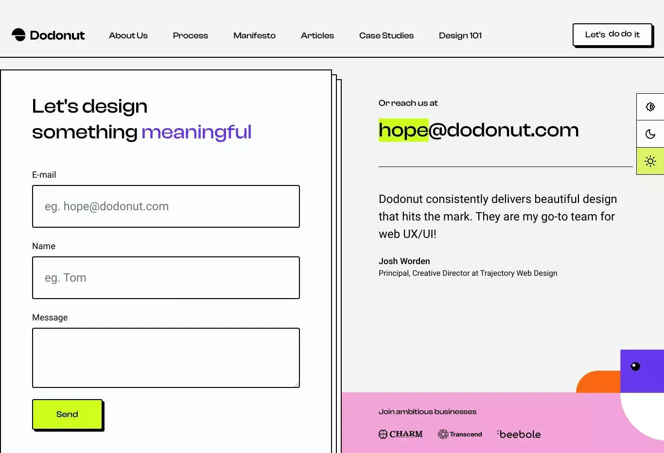 Contact Dodonut - Sign Up design