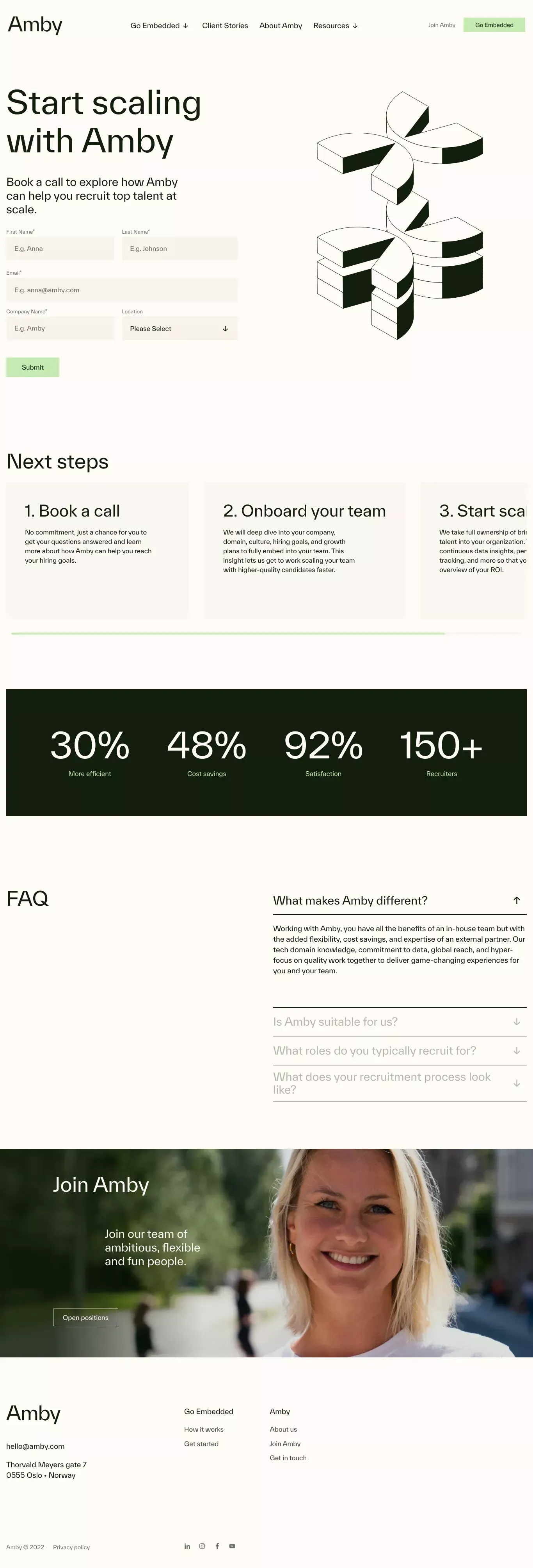 Get in touch with Amby - Sign Up design