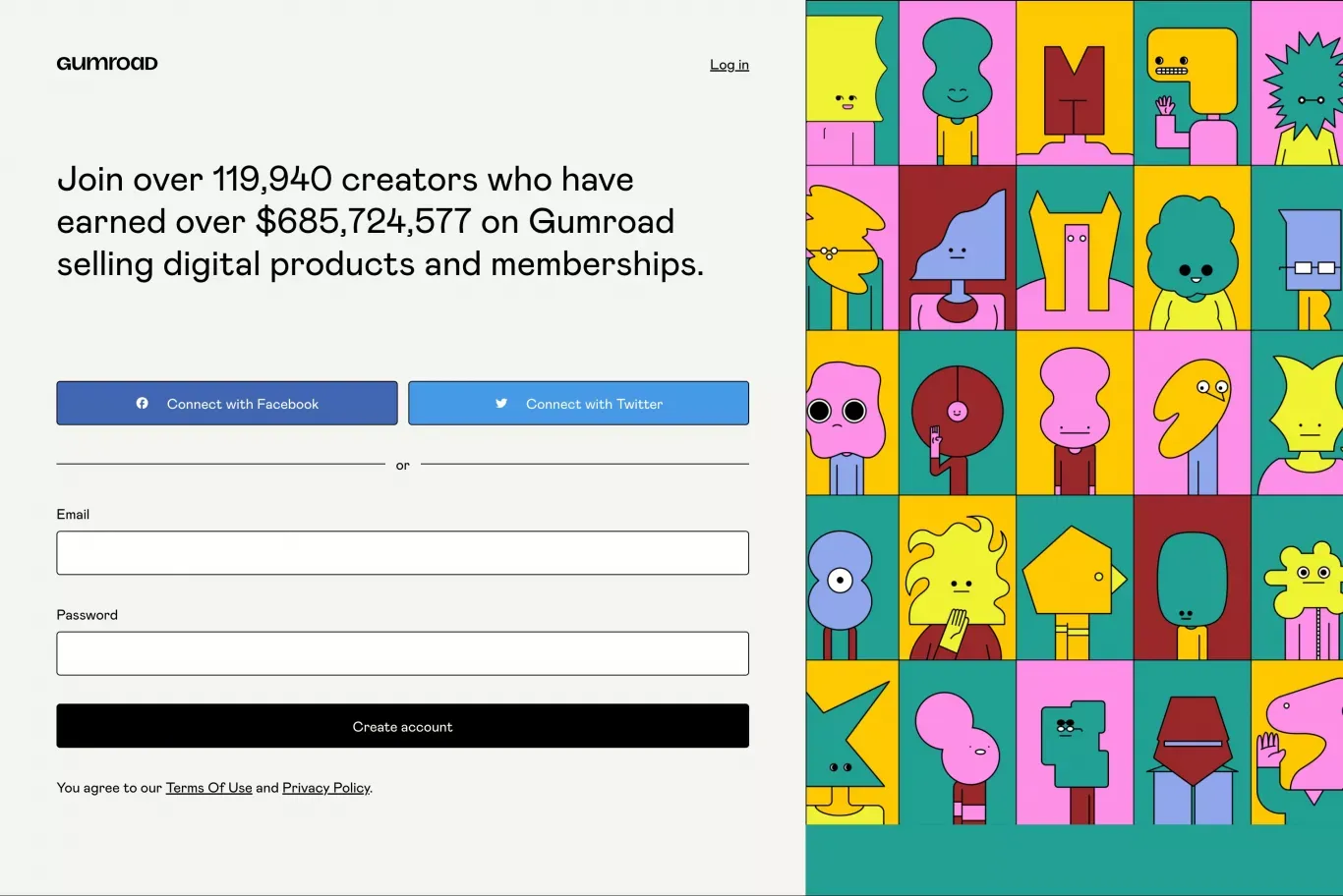 Gumroad - Sign Up design
