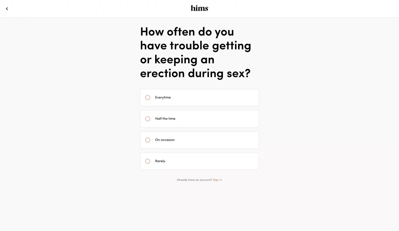 hims - Sign Up design