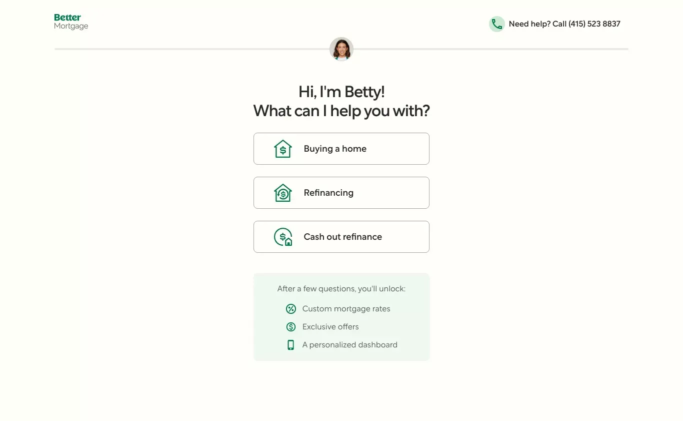 Start your Mortgage Journey | Better Mortgage - Sign Up design