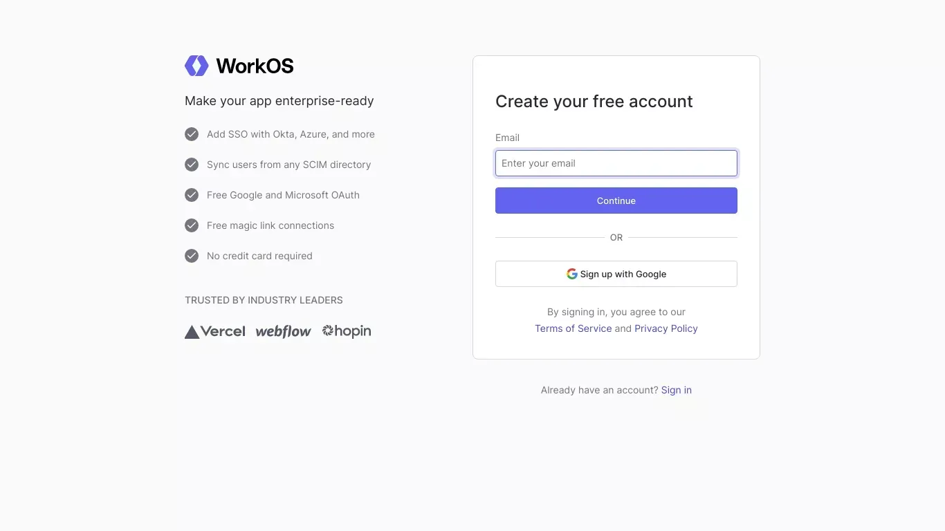 Signup | WorkOS - Sign Up design
