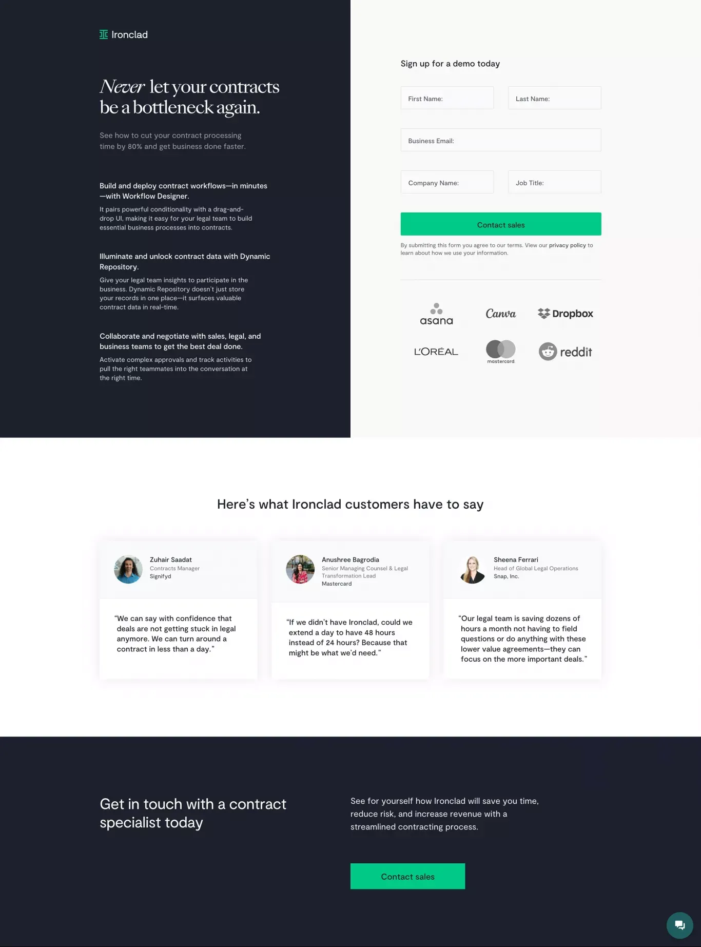 Ironclad Contract Management Demo | Ironclad - Sign Up design