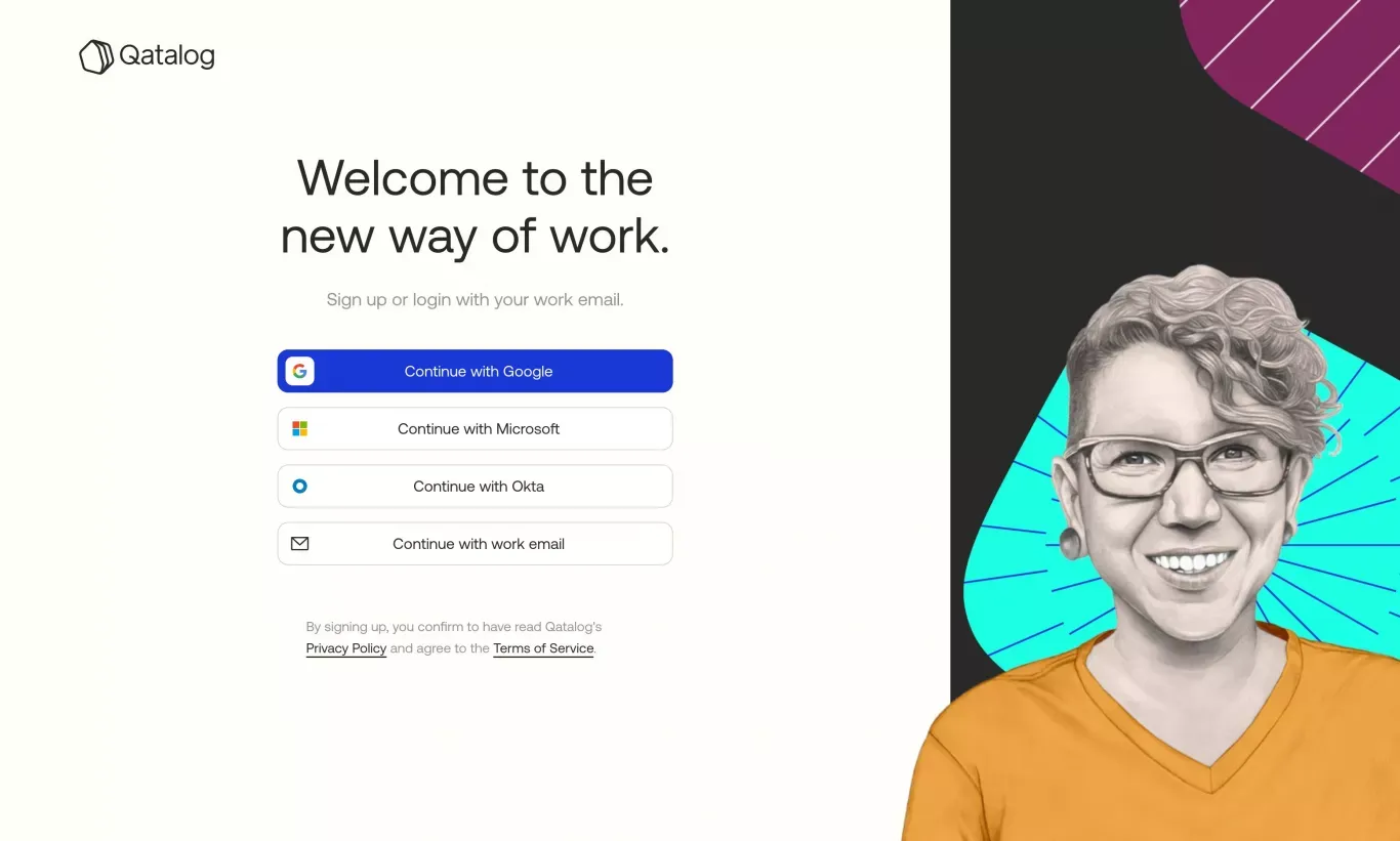 Work hub | Qatalog - Sign Up design