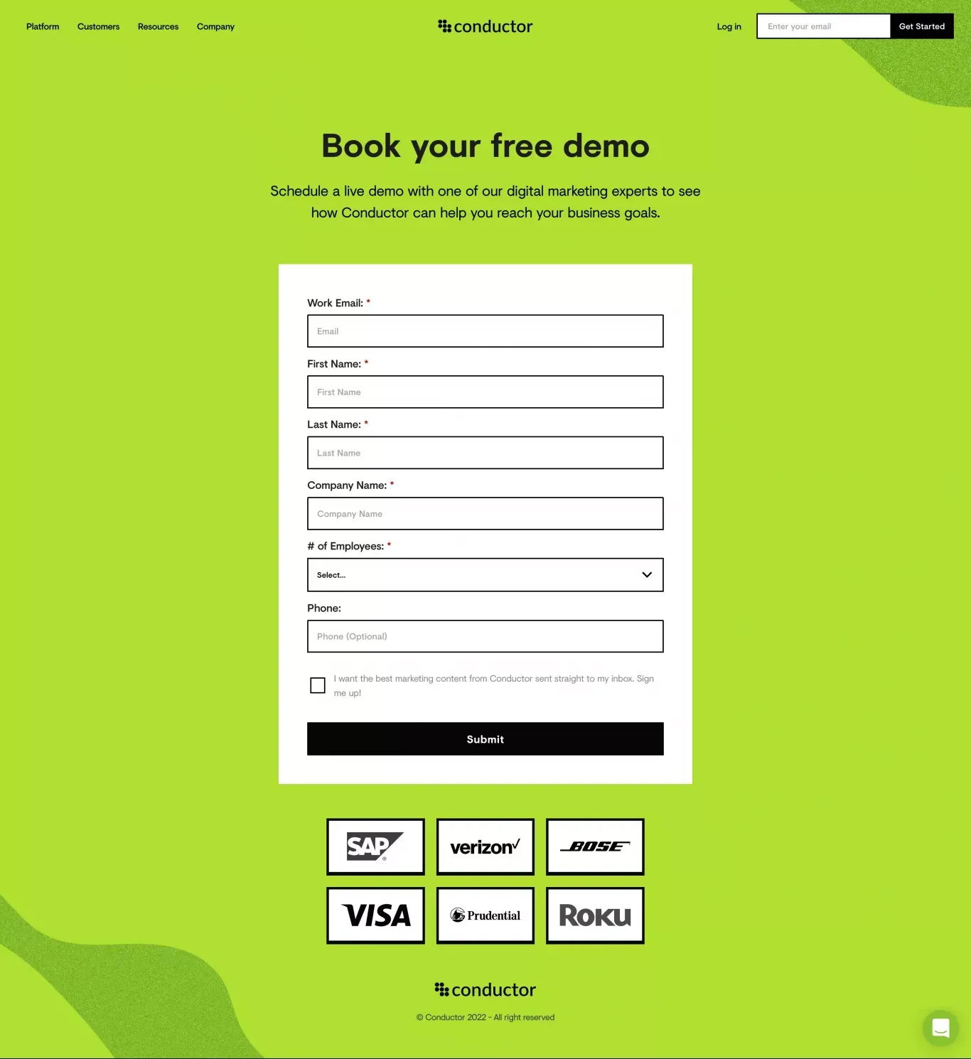 Request a Free Live Demo of Conductor’s Platform | Conductor - Sign Up design