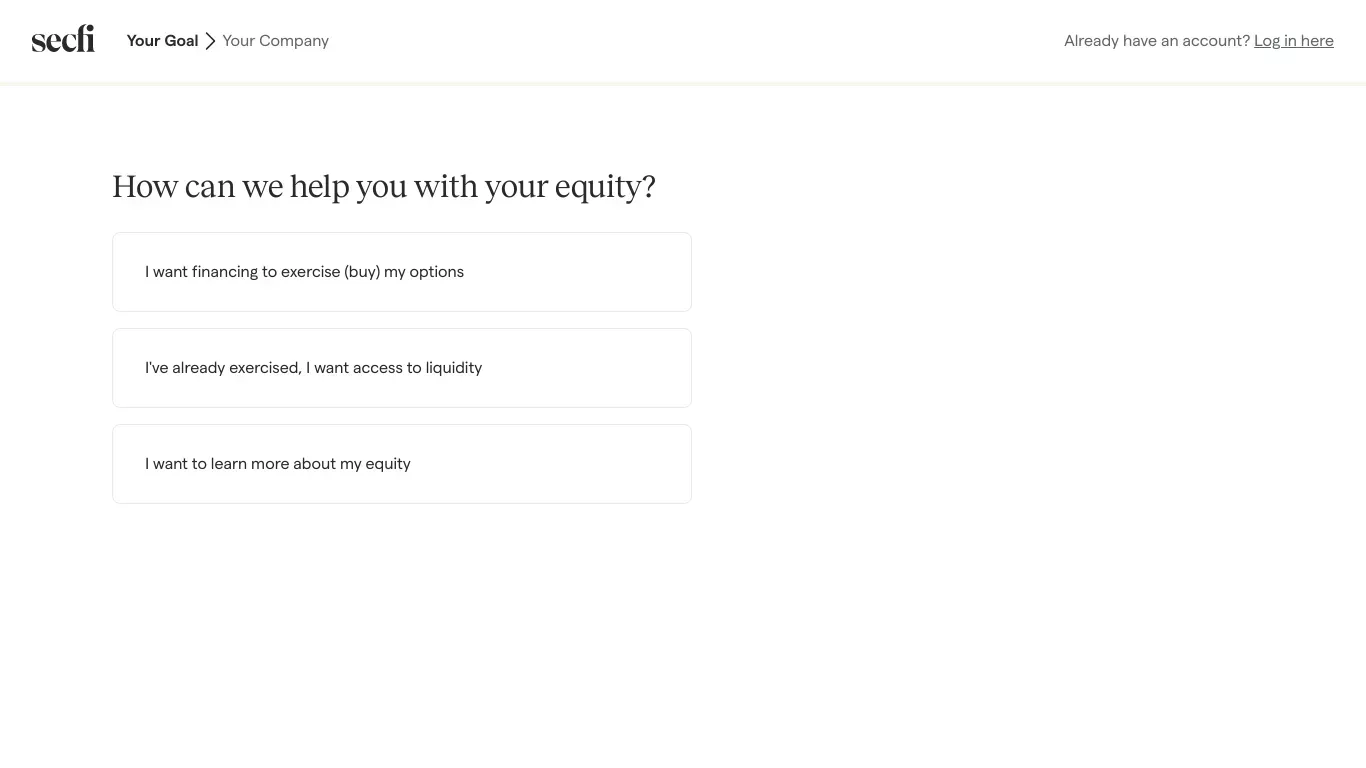Secfi - Sign Up design