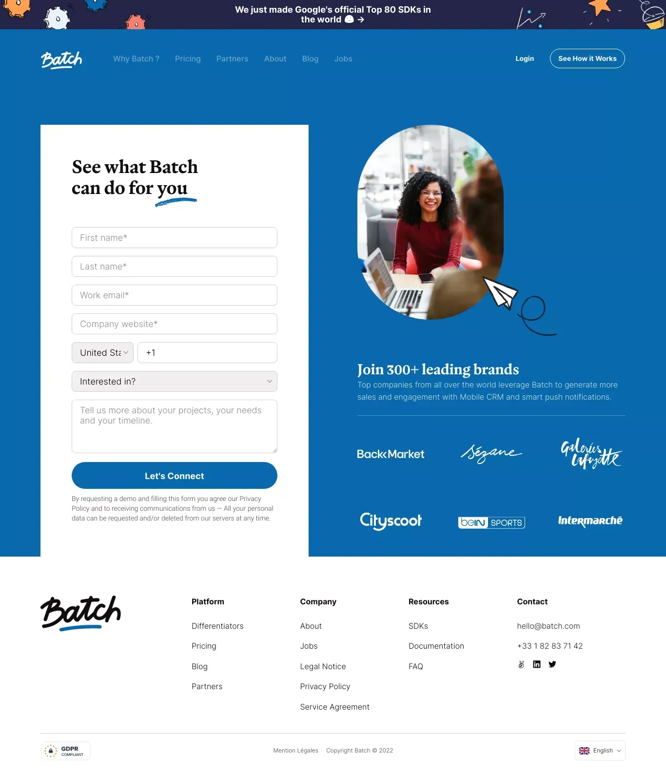 Batch | Contact us - Sign Up design