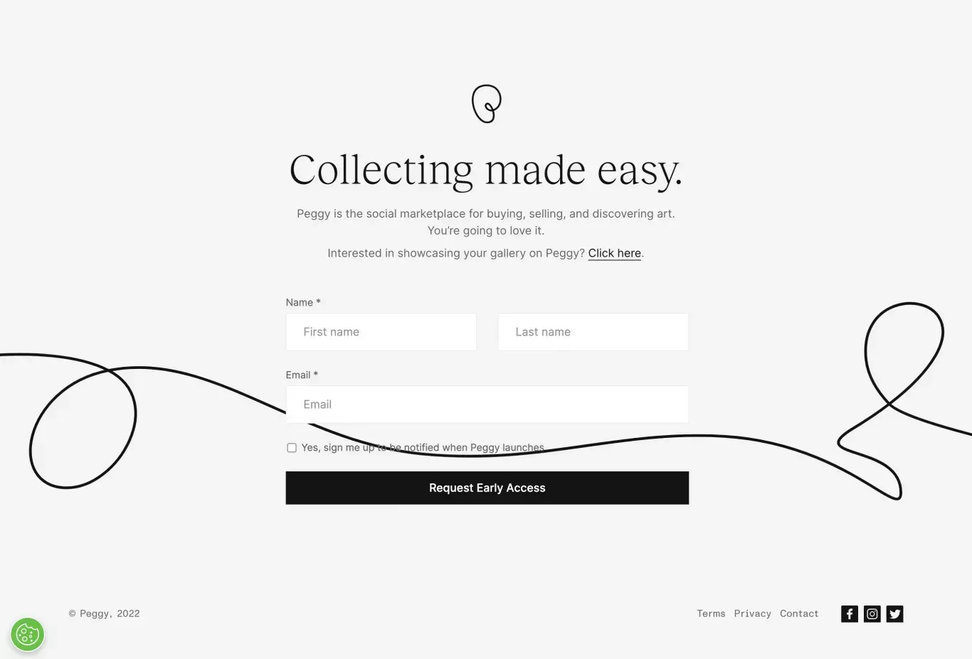 Request Early Access to Peggy - Sign Up design
