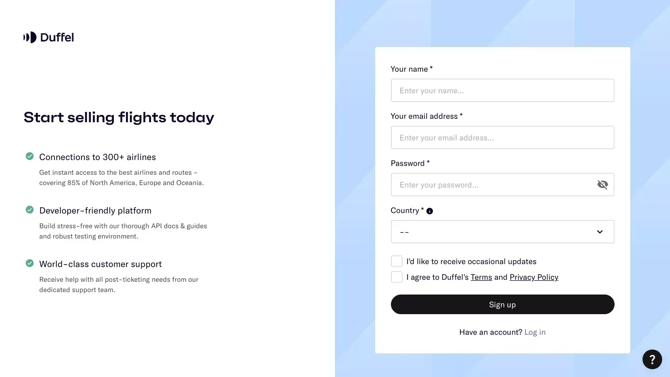 Duffel – Join - Sign Up design
