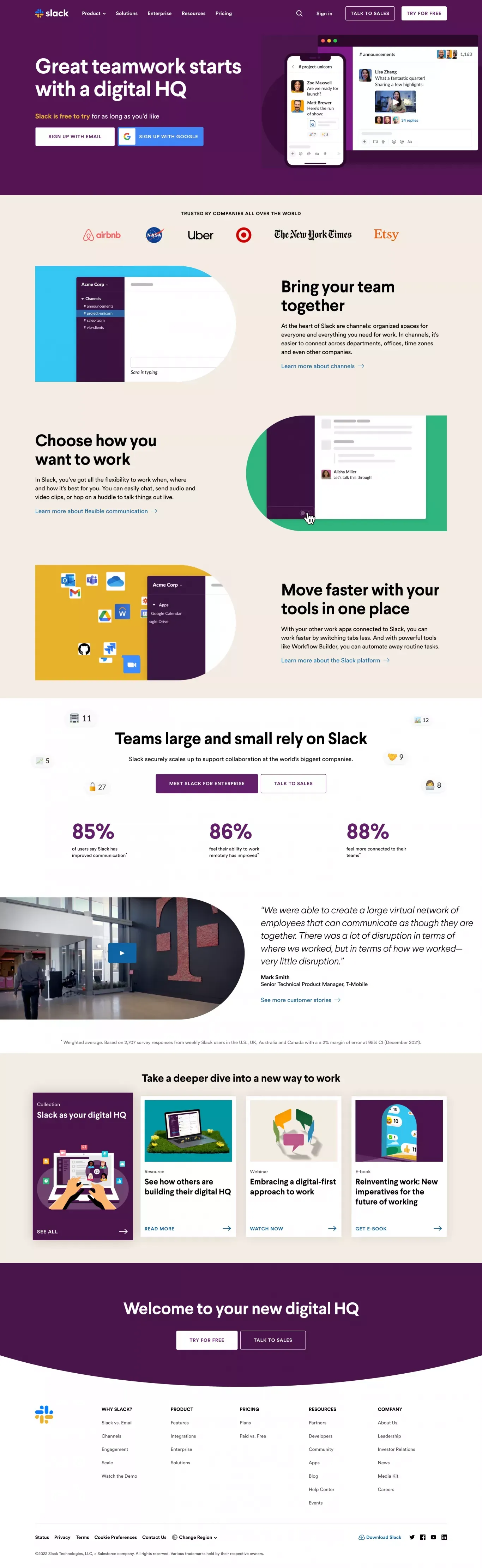 Slack is your digital HQ | Slack - Landing design