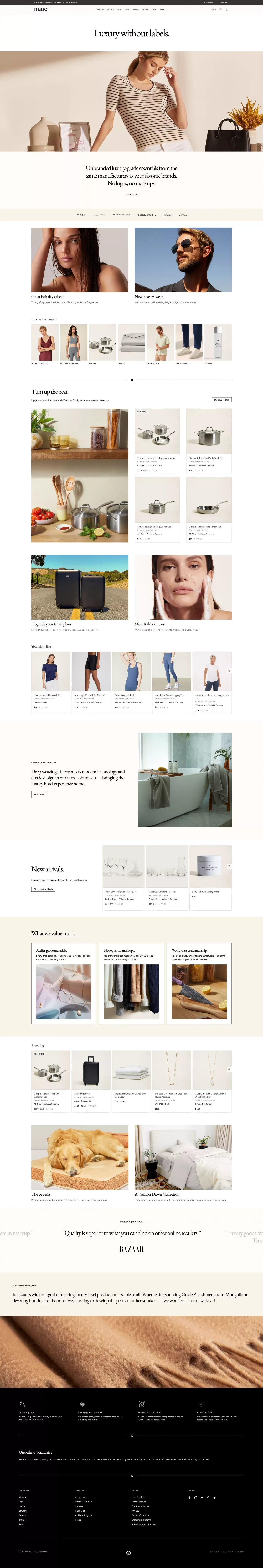 Italic | Luxury without labels. - Ecommerce design