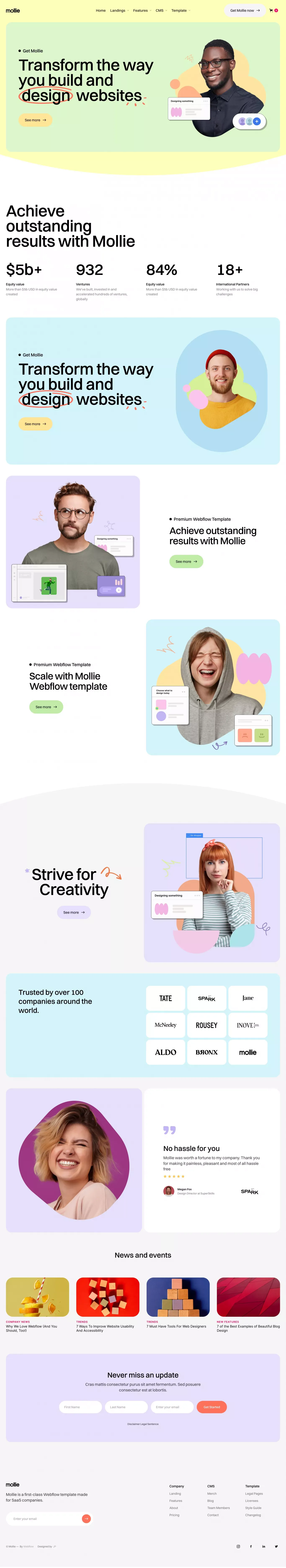 Mollie - Webflow Website Template - Template design
