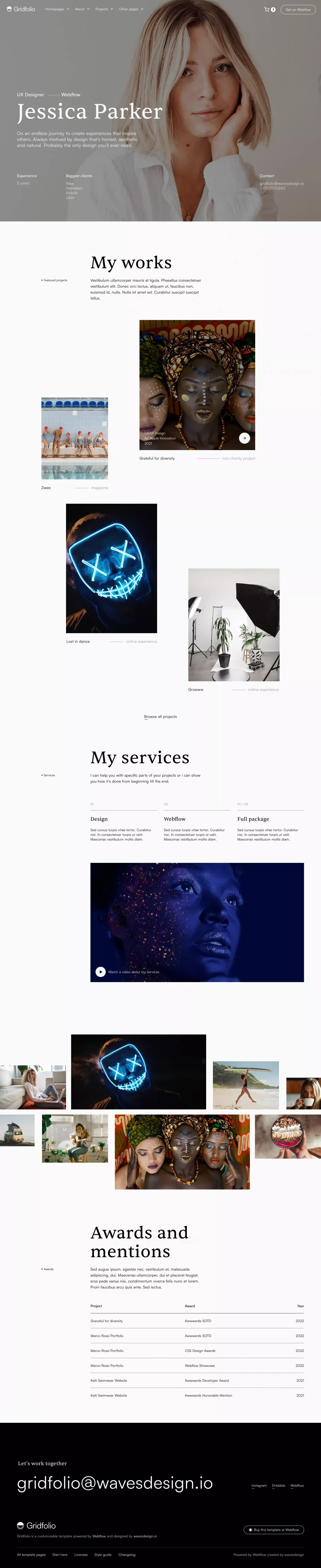 Home V1 | Gridfolio | Webflow Ecommerce website template - Template design
