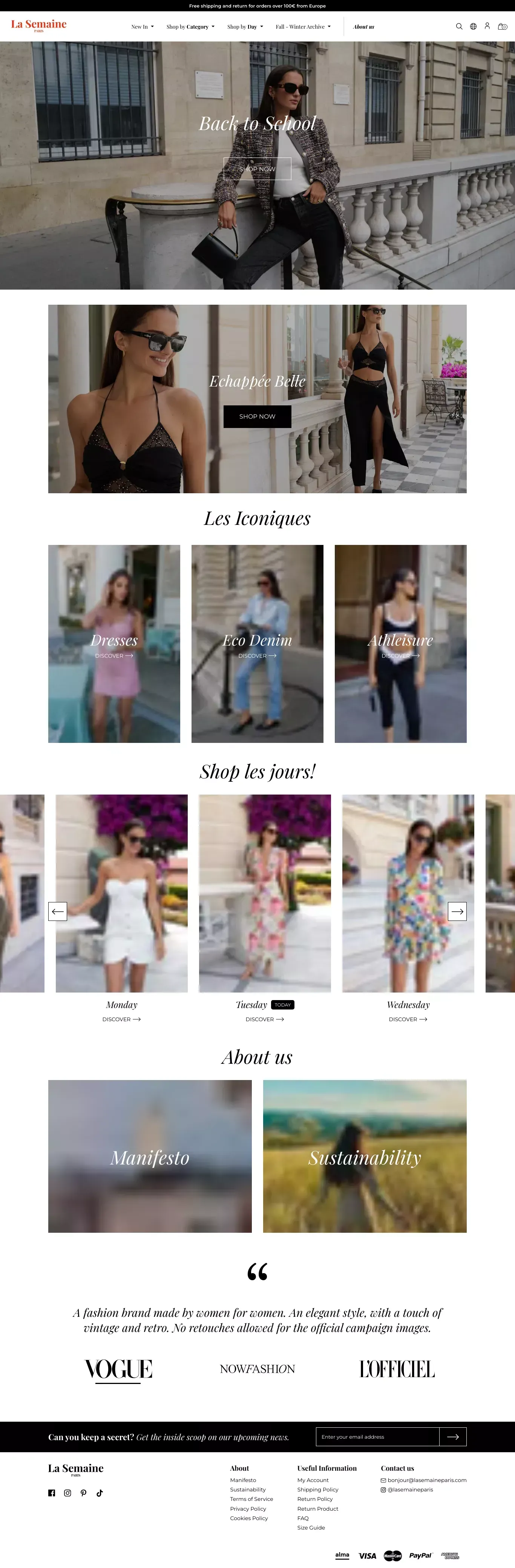 La Semaine Paris - Ecommerce design