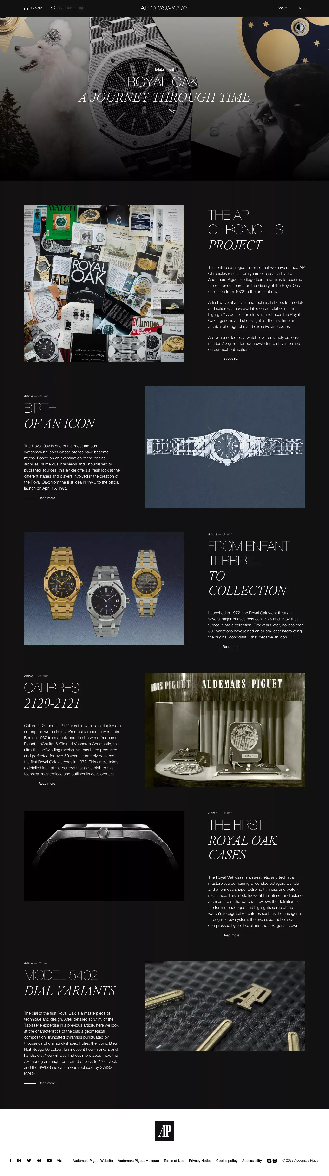Dive into the Royal Oak's history - AP Chronicles - Audemars Piguet - Audemars Piguet Chronicles - Blog Post design