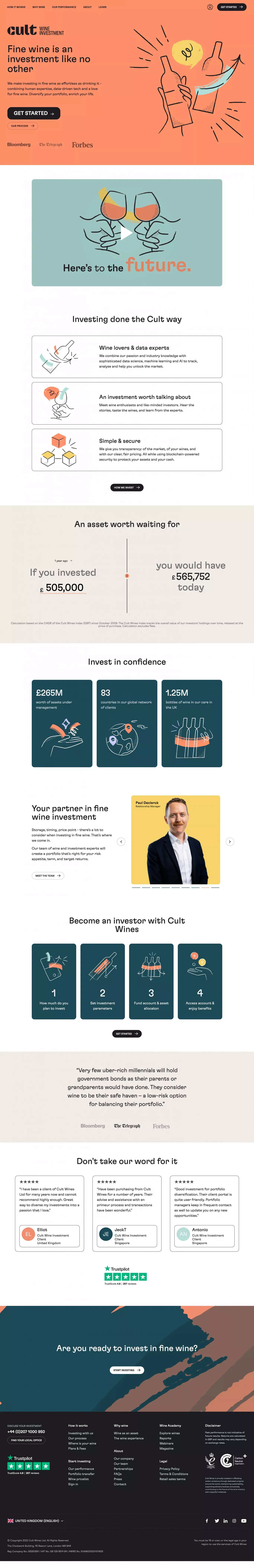 Wine Investment.com | Investing In Fine Wine | Cult Wines - Landing design