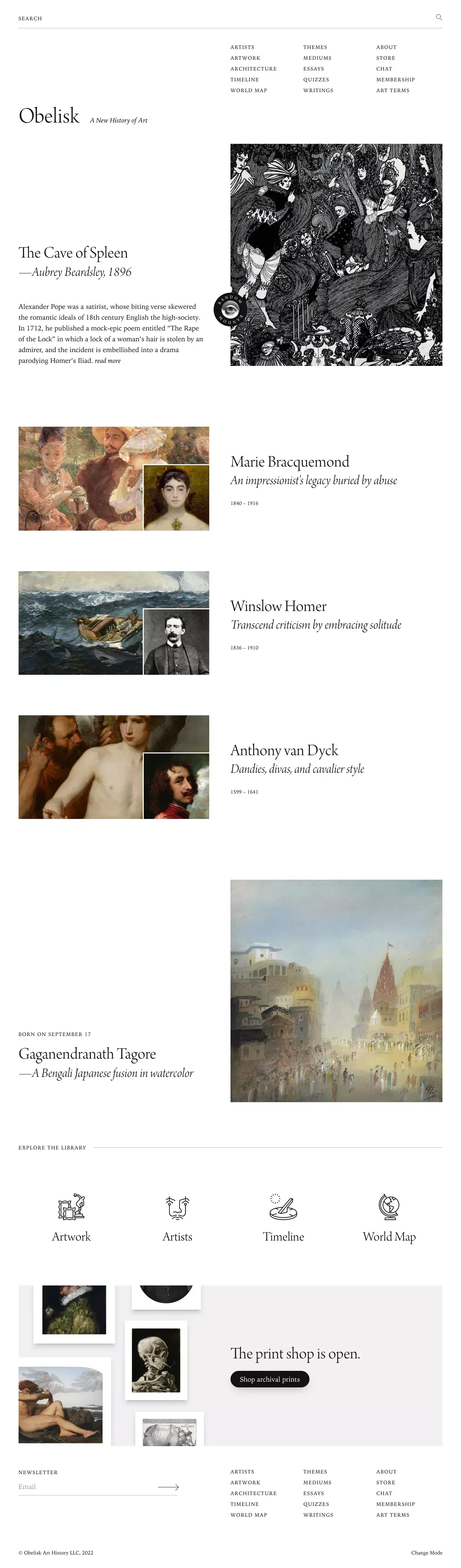 Obelisk Art History — Explore the world of human creativity - Blog design