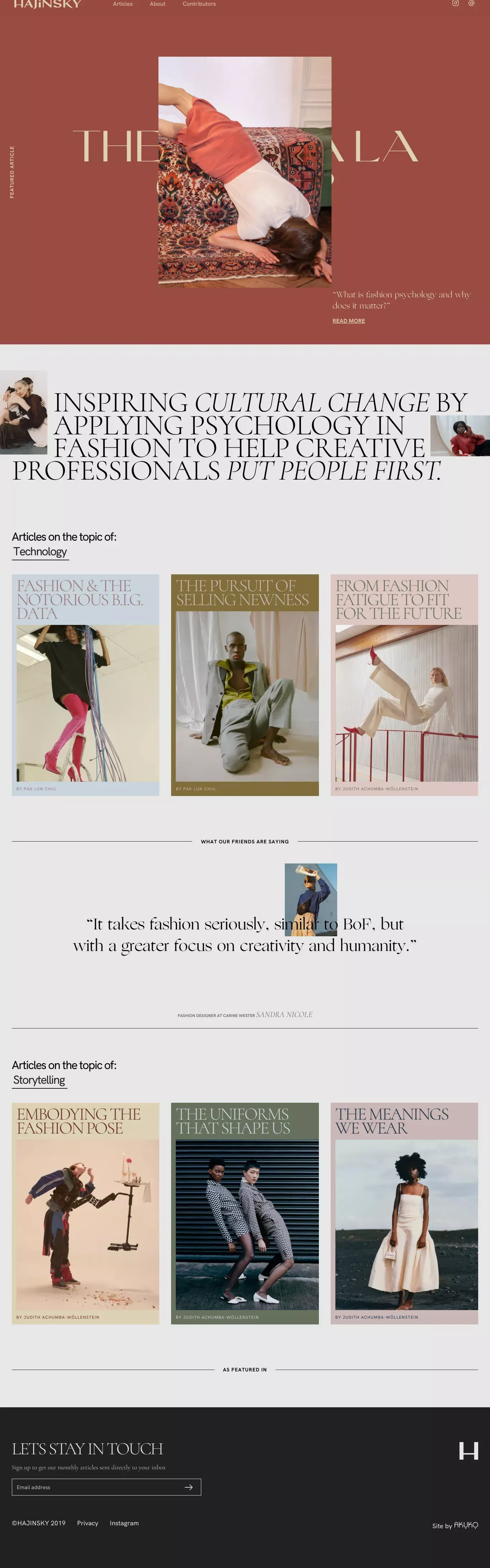 Home — HAJINSKY Magazine - Blog design
