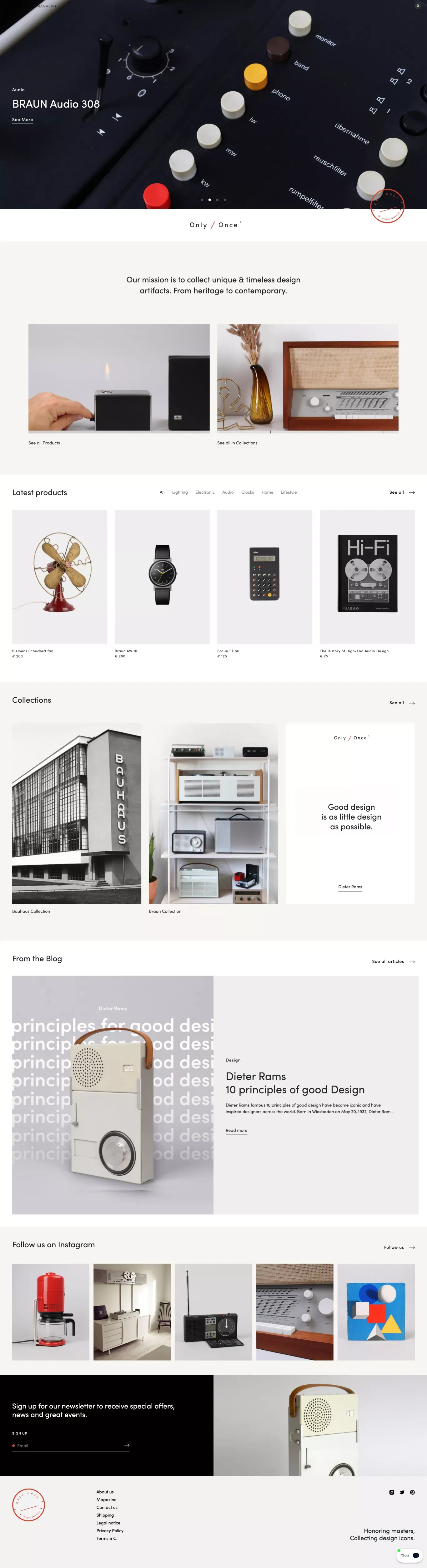 We collect iconic design artifacts from Braun & co. - Ecommerce design