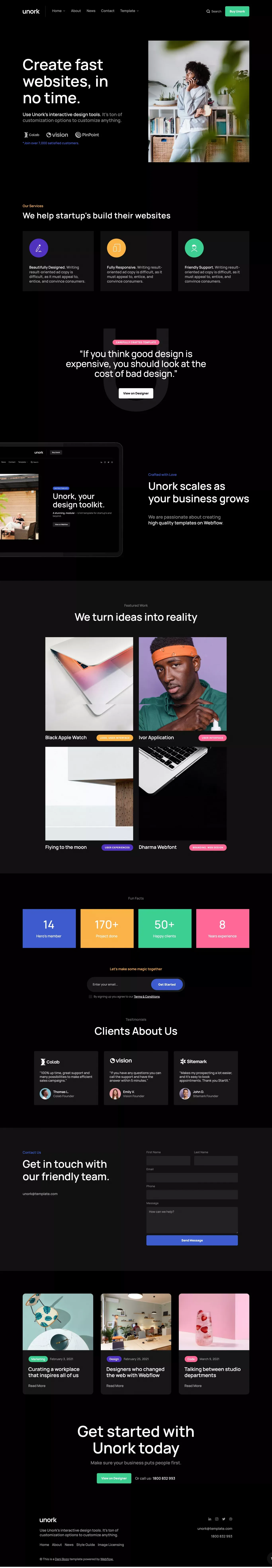 Unork - Webflow Ecommerce website template - Template design